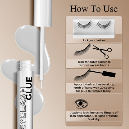 Eyelash Glue – Long Lasting, Strong Hold, Waterproof, Quick Dry Formula (5ml)