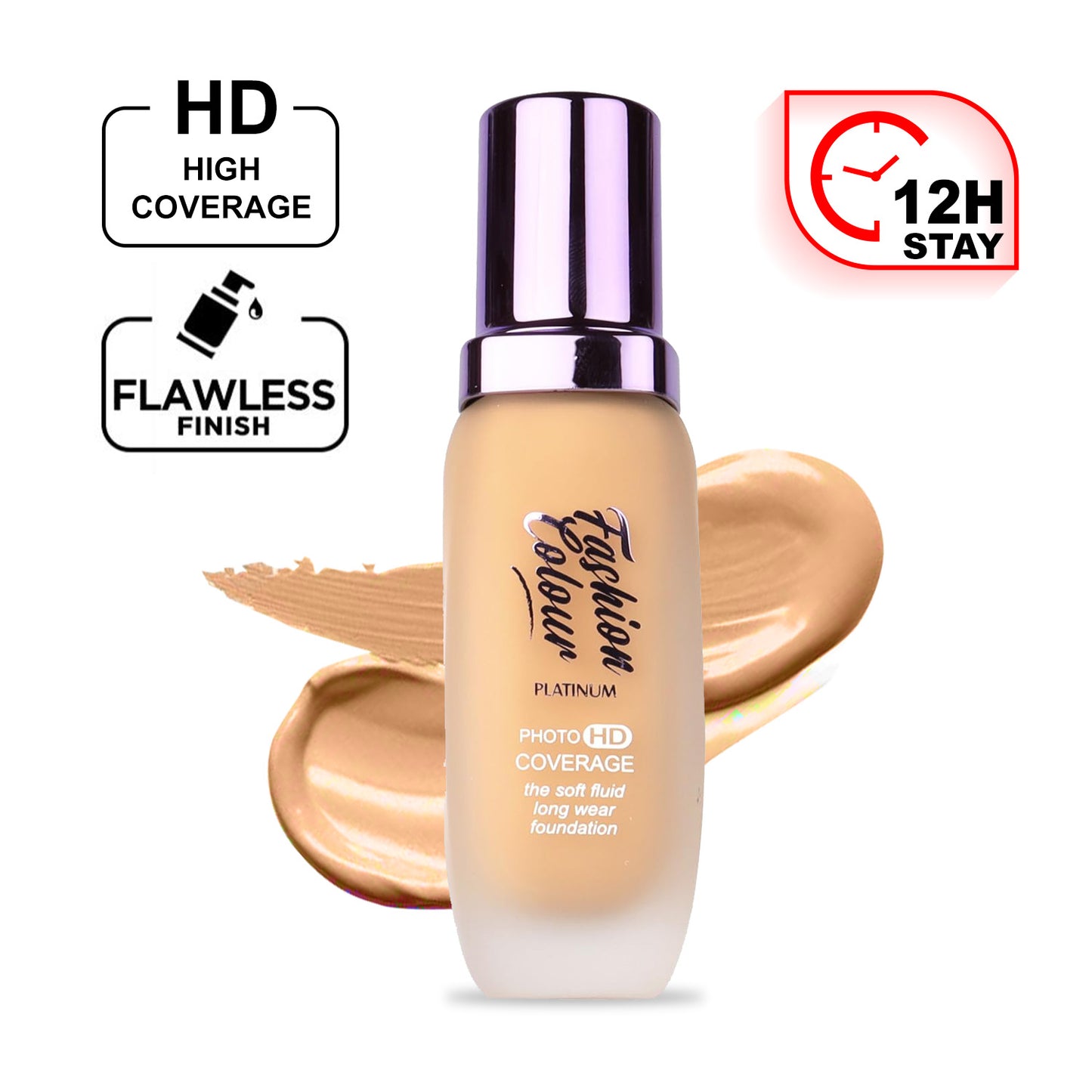 Platinum The Soft Fluid Long Wear Foundation, With Photo HD Coverage , 45ml