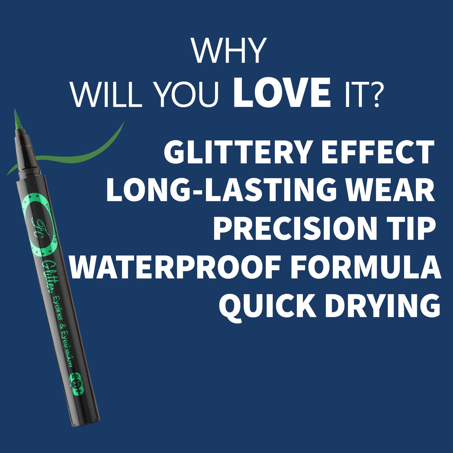 2 in 1 Waterproof Glitter , Eyeliner , 1gm