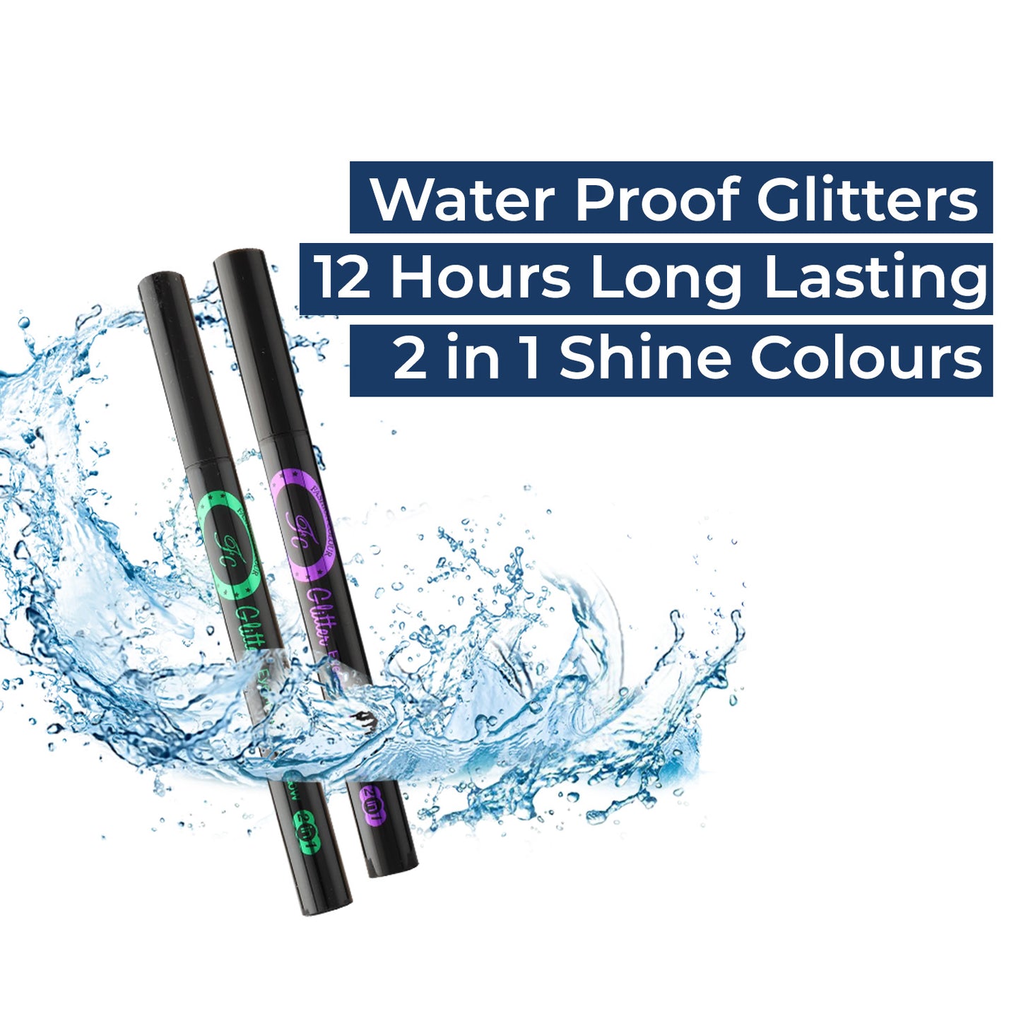 2 in 1 Waterproof Glitter , Eyeliner , 1gm