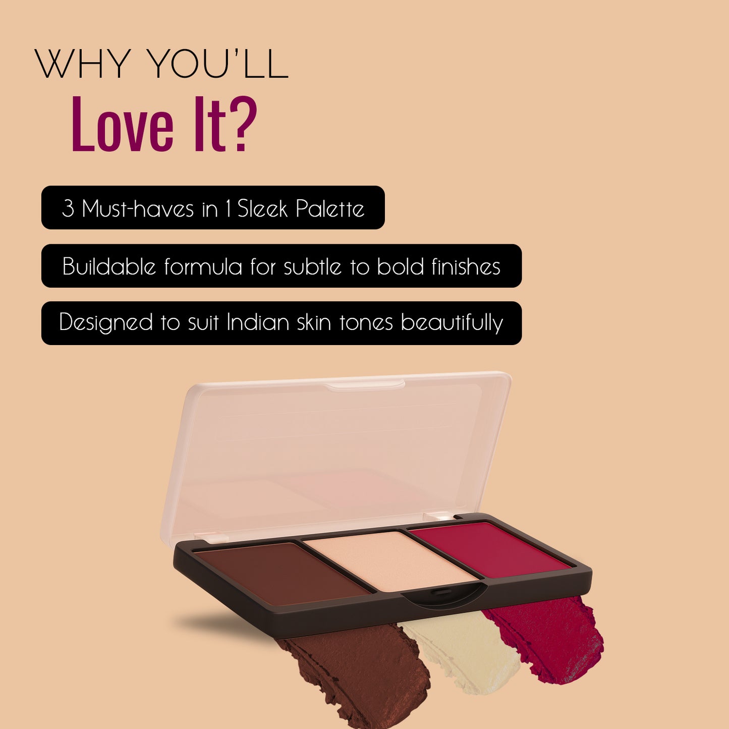 Saranghae 3 in 1  Contour Highlighter Blusher Palette For Glowing Radiance | Highly Pigmented And Easy To Blend Shades | 7g