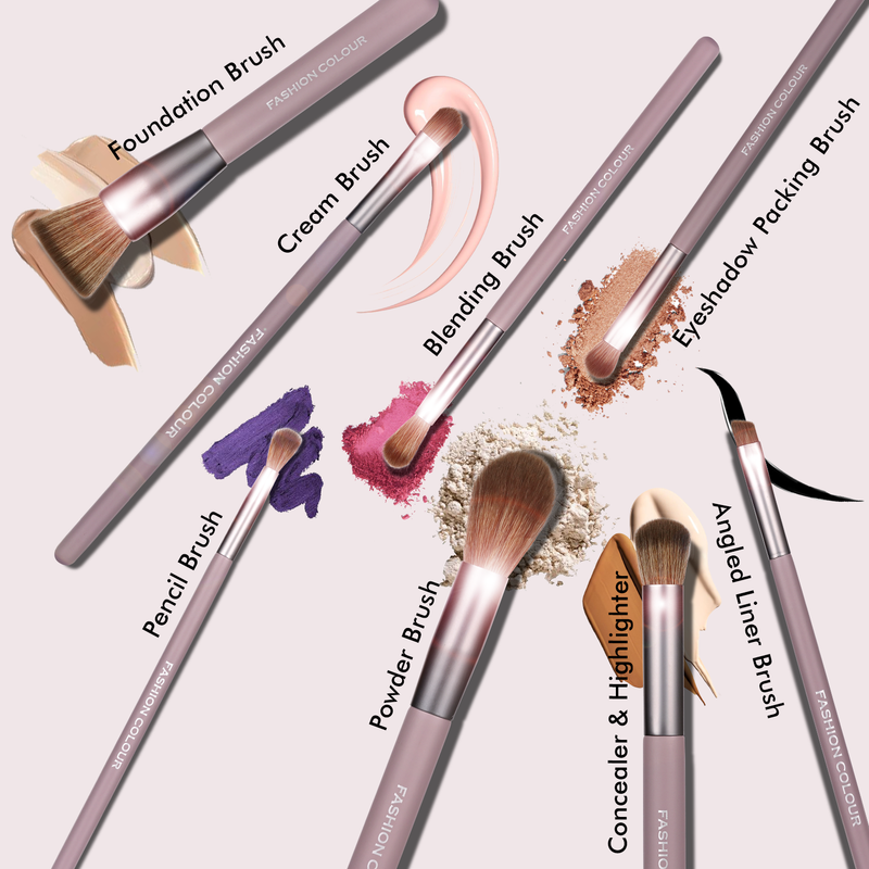 Blend Affair 8-Piece Makeup Brush Set with Brush Holder | Professional Face & Eye Brushes for Powder, Foundation, Contour & Eyeshadow | Vegan, Cruelty-Free & Recyclable