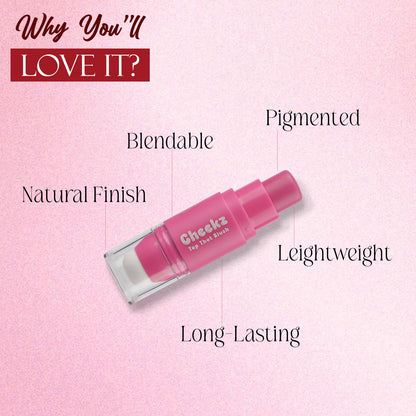 Cheekz Tap Tint & Blush – Dual-Ended Cream Blush Stick with Built-In Applicator – Long-Lasting, Blendable Formula for Natural Glow