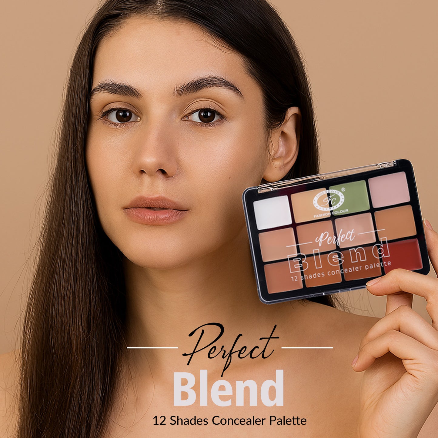 Perfect Blend 12 Shades Concealer Palette | Color Corrector & Contour Cream Kit | All-in-One Makeup Palette for All Skin Tones | Full Coverage & Blendable Formula