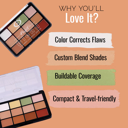Perfect Blend 12 Shades Concealer Palette | Color Corrector & Contour Cream Kit | All-in-One Makeup Palette for All Skin Tones | Full Coverage & Blendable Formula