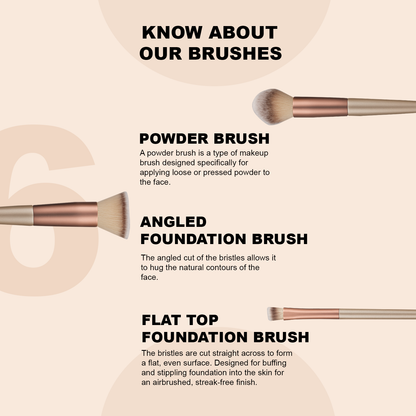 Pookie Picks 6-Piece Makeup Brush Set | Professional Face & Eye Brushes | Vegan, Cruelty-Free & Recyclable | Soft Bristles for Flawless Application
