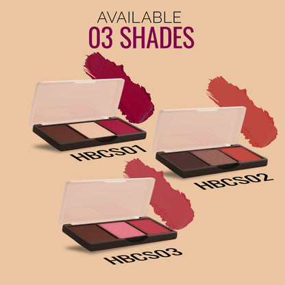 Saranghae 3 in 1  Contour Highlighter Blusher Palette For Glowing Radiance | Highly Pigmented And Easy To Blend Shades | 7g