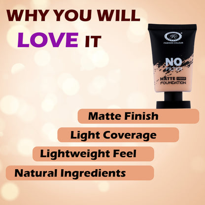 No Filter Matte Liquid Foundation I Lightweight I Breathabale Finish I All Skin Types