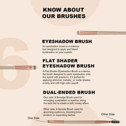 Pookie Picks 6-Piece Makeup Brush Set | Professional Face & Eye Brushes | Vegan, Cruelty-Free & Recyclable | Soft Bristles for Flawless Application
