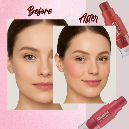 Cheekz Tap Tint & Blush – Dual-Ended Cream Blush Stick with Built-In Applicator – Long-Lasting, Blendable Formula for Natural Glow