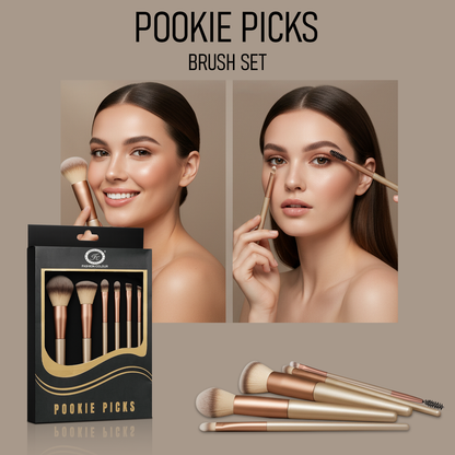 Pookie Picks 6-Piece Makeup Brush Set | Professional Face & Eye Brushes | Vegan, Cruelty-Free & Recyclable | Soft Bristles for Flawless Application
