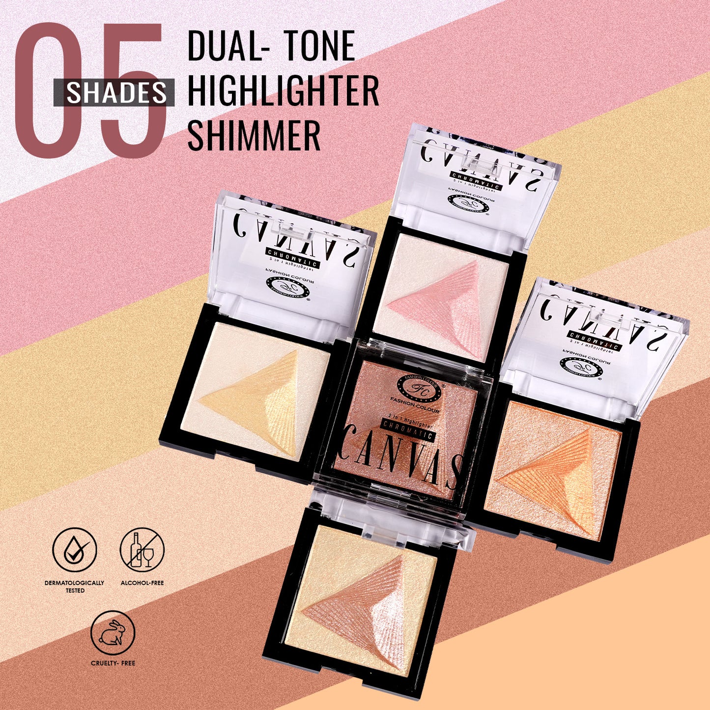 Canvas Chromatic 2-in-1 Highlighter | Long-Lasting Glow with Dual Tone Finish | Smooth, Blendable & Lightweight Texture | All Skin Types | 9g