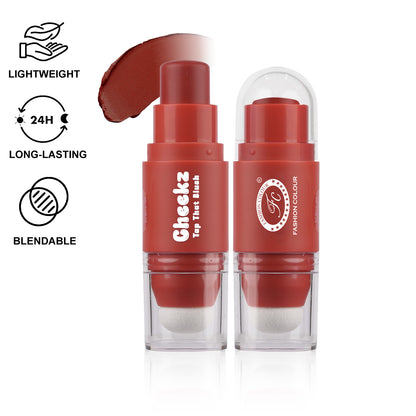 Cheekz Tap Tint & Blush – Dual-Ended Cream Blush Stick with Built-In Applicator – Long-Lasting, Blendable Formula for Natural Glow