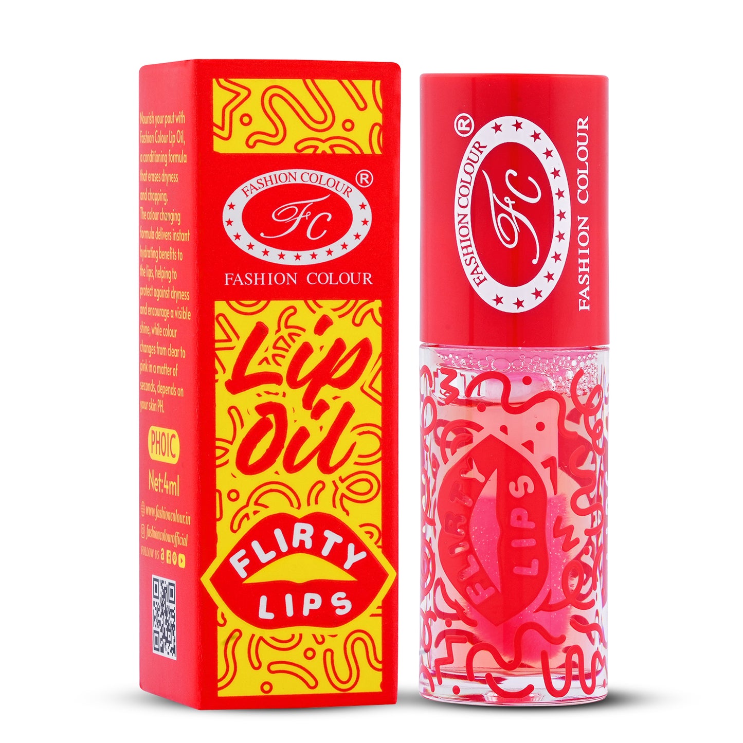 Flirty Lips Lip & Cheek oil for Women | Colour Changing PH Lip Oil | Infused with Skin Loving Ingredients | Long-Lasting Nourishment, Hydration, 4ml