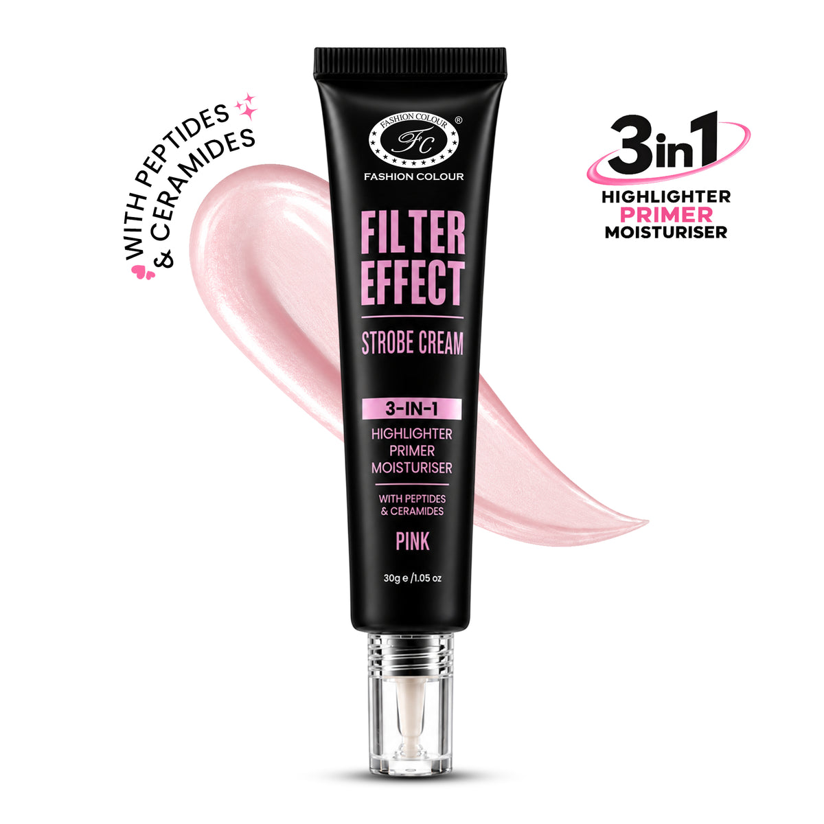 Filter Effect Strobe Cream 3in1 Highlighter+Primer+Moisturiser with Peptides & Ceramides