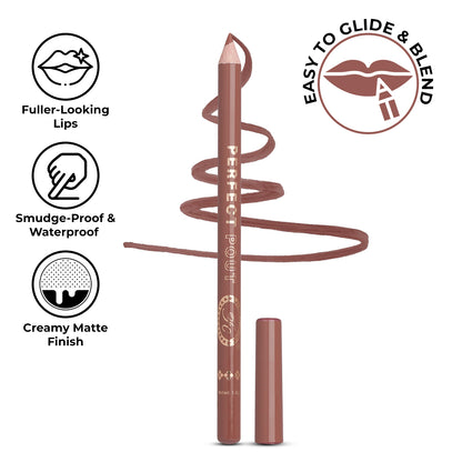 Perfect Pout Matte Lipliner | Glides on Smoothly | Matt Finish | Waterproof | Long-lasting | One Swipe Smooth Application