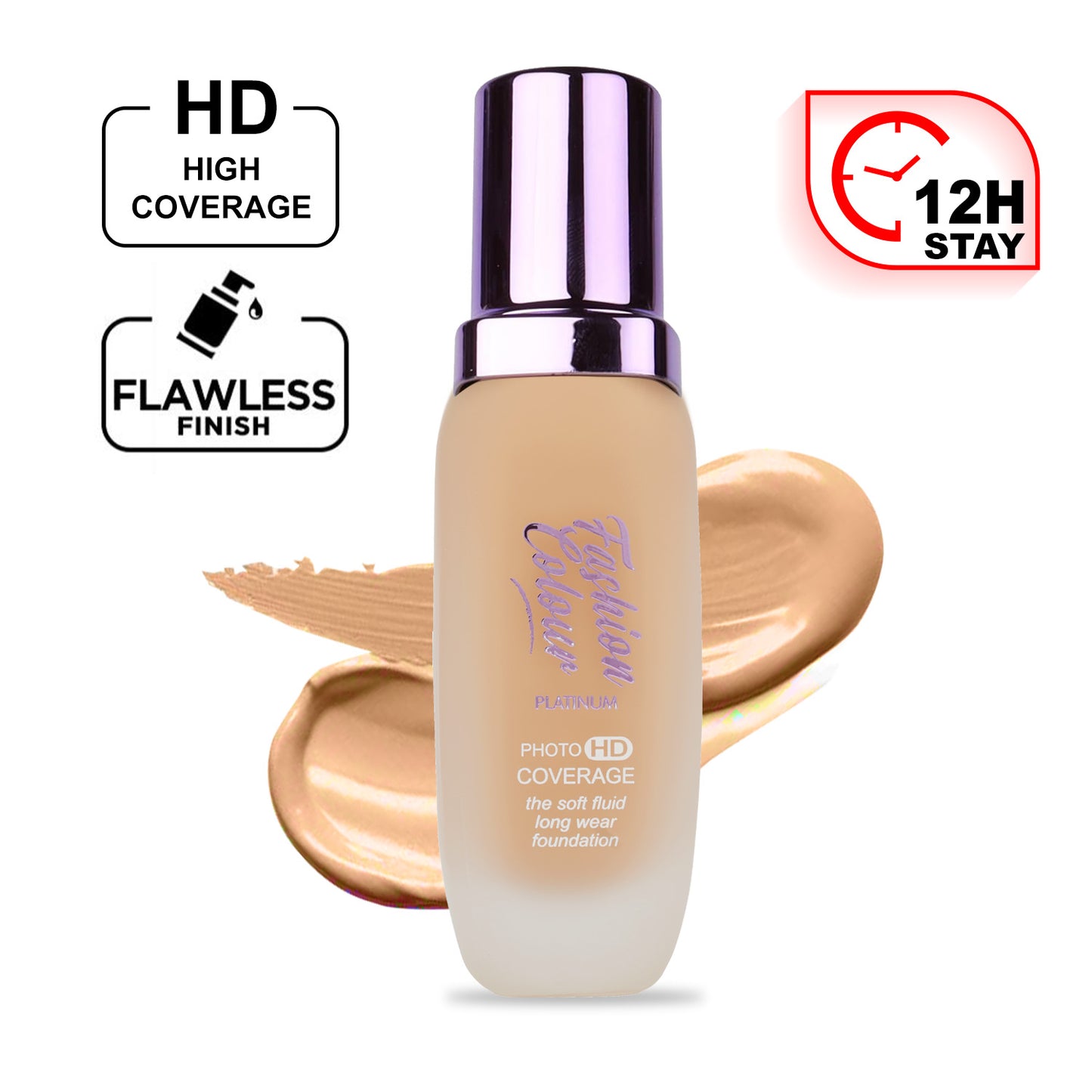 Platinum The Soft Fluid Long Wear Foundation, With Photo HD Coverage , 45ml