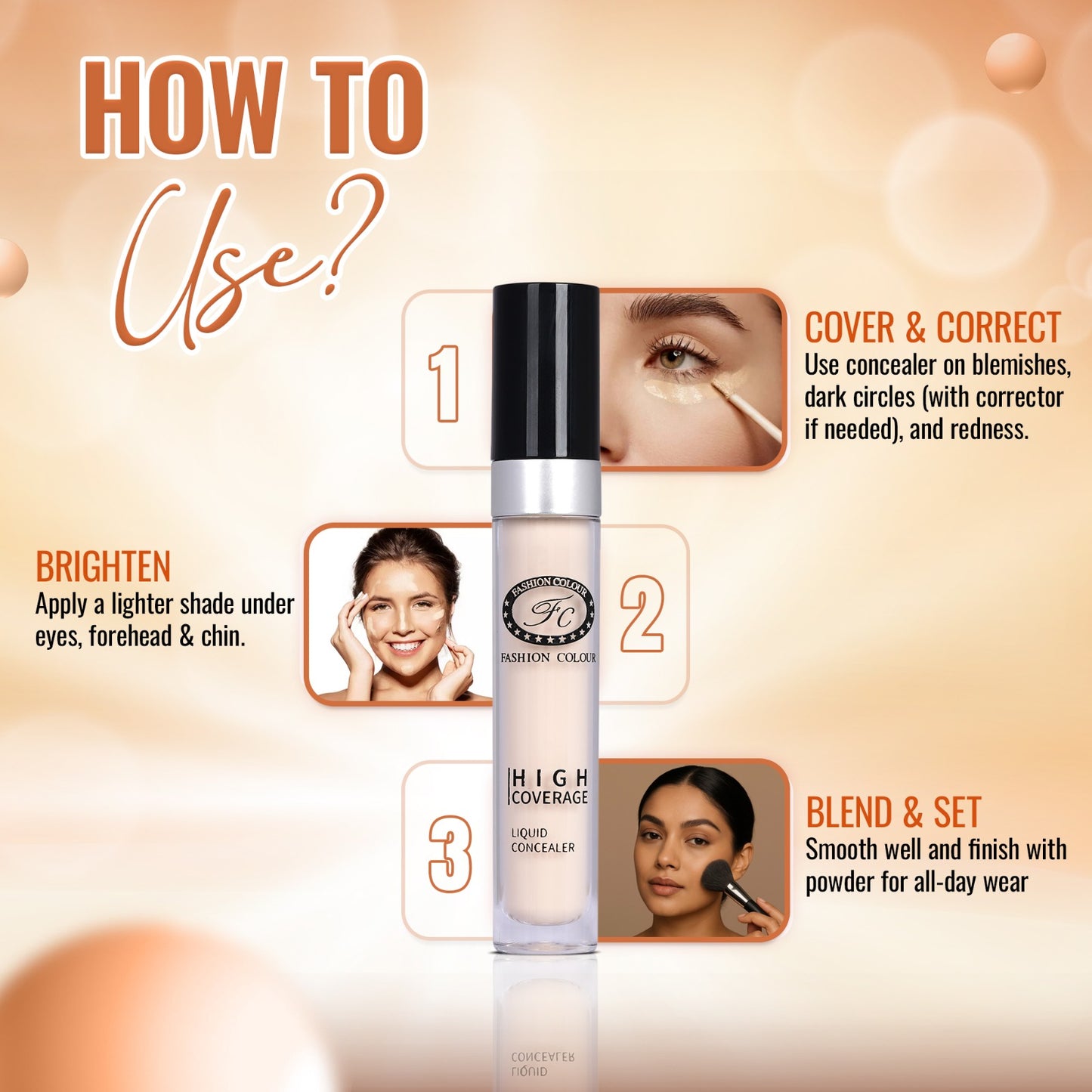 High Coverage Liquid Concealer for HD Matte Finish | Long Lasting & Non-sticky