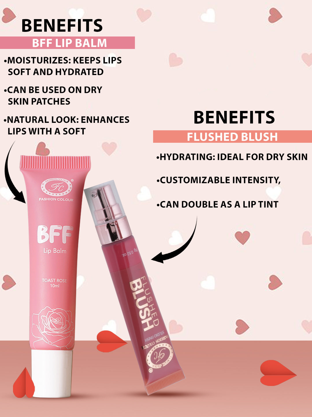 Studio Finish Flushed Blush (Rose Red,15ml) & BFF Lip Balm (TOAST ROSE, 10ml)