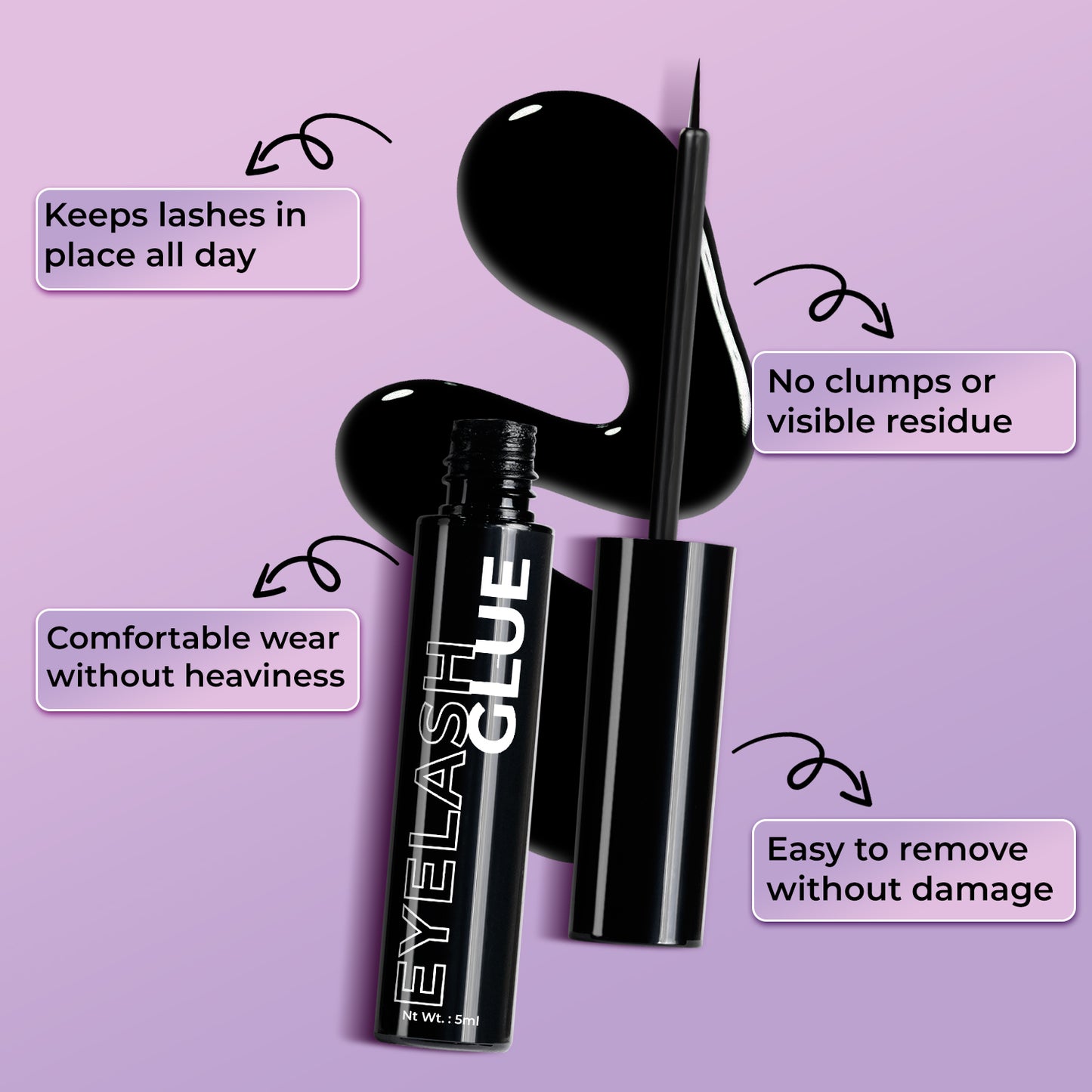 Eyelash Glue – Long Lasting, Strong Hold, Waterproof, Quick Dry Formula (5ml)