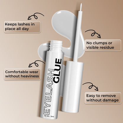 Eyelash Glue – Long Lasting, Strong Hold, Waterproof, Quick Dry Formula (5ml)