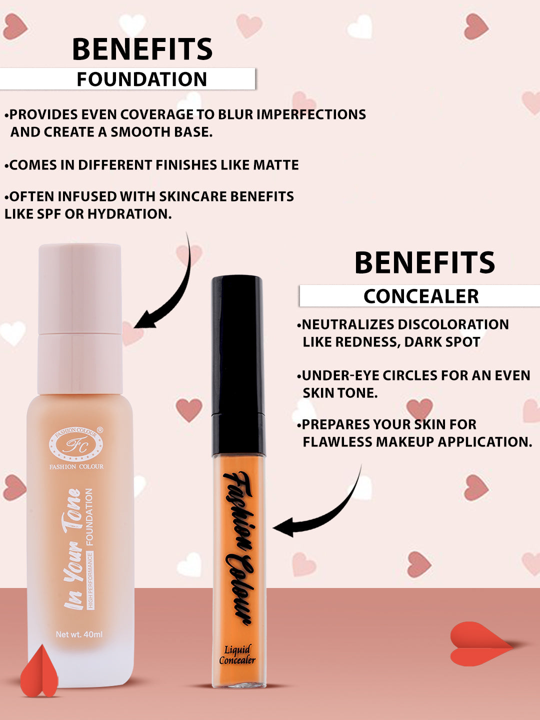 High Performance Foundation (Golden Beige, 40ML) & Concealer (Shade 08 Orange - 11ml)