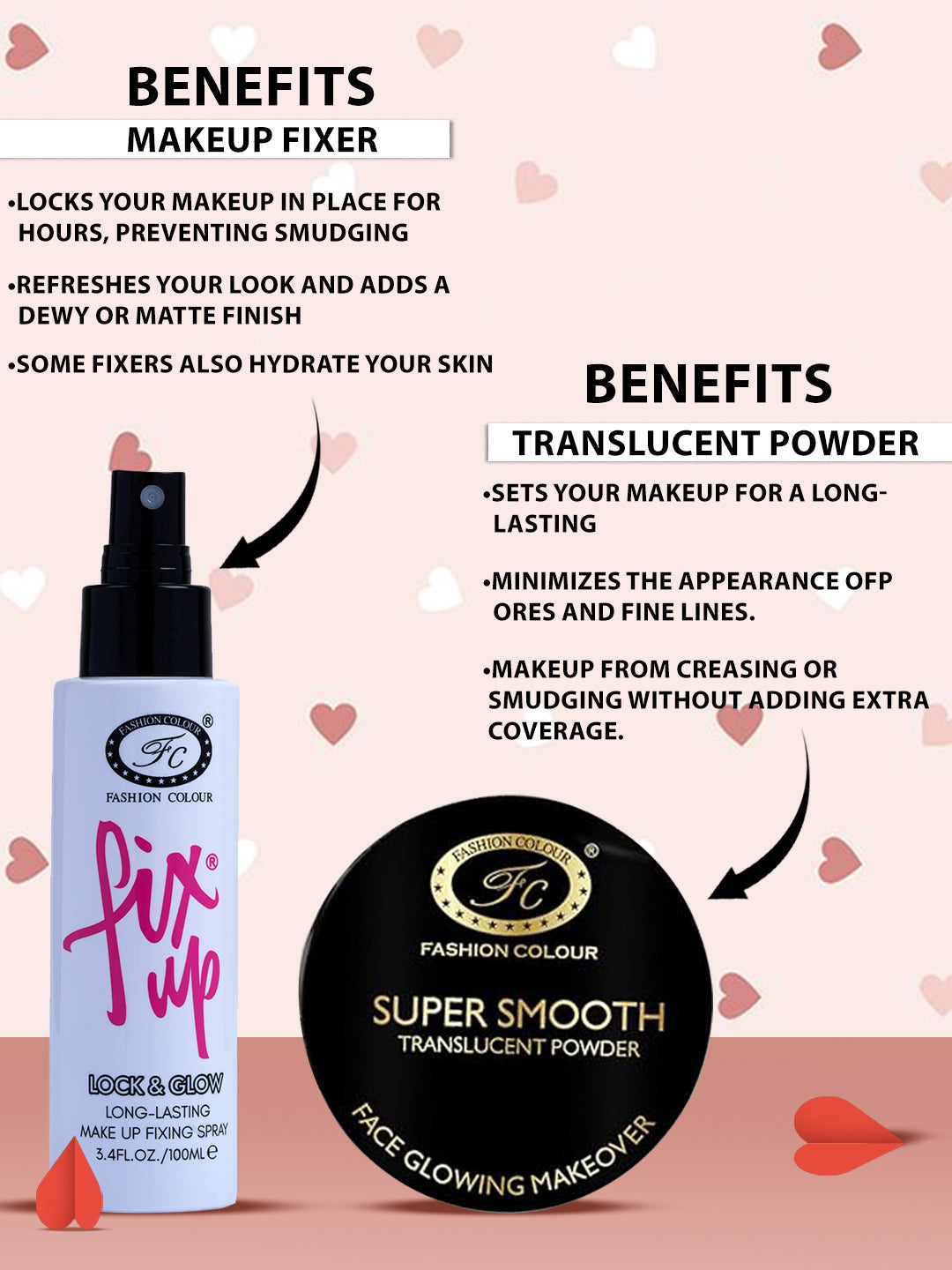 Super Smooth Translucent Powder (Shade 01- 15g) & Fix Up Fixing Spray (100ml)