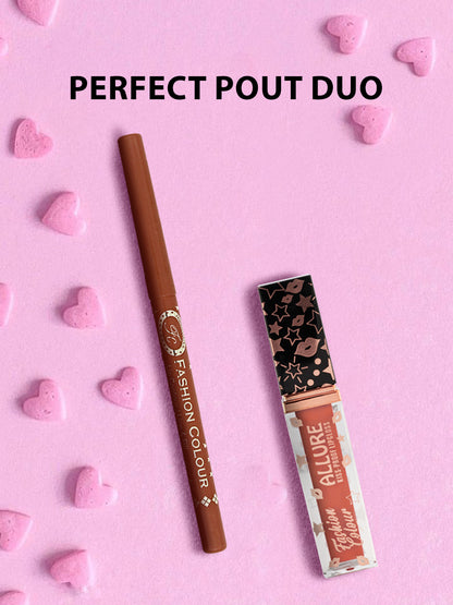 Platinum Allure Kiss Proof Lip Gloss (Peachy Peach- 6ml) & Lip Liner (Toffee Bar)