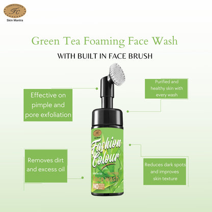 Fashion Colour Green Tea Foaming Face Wash