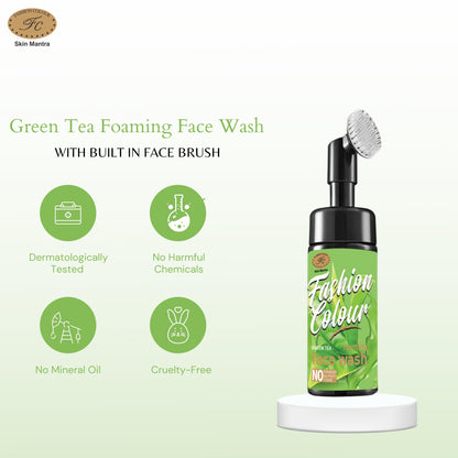 Fashion Colour Green Tea Foaming Face Wash