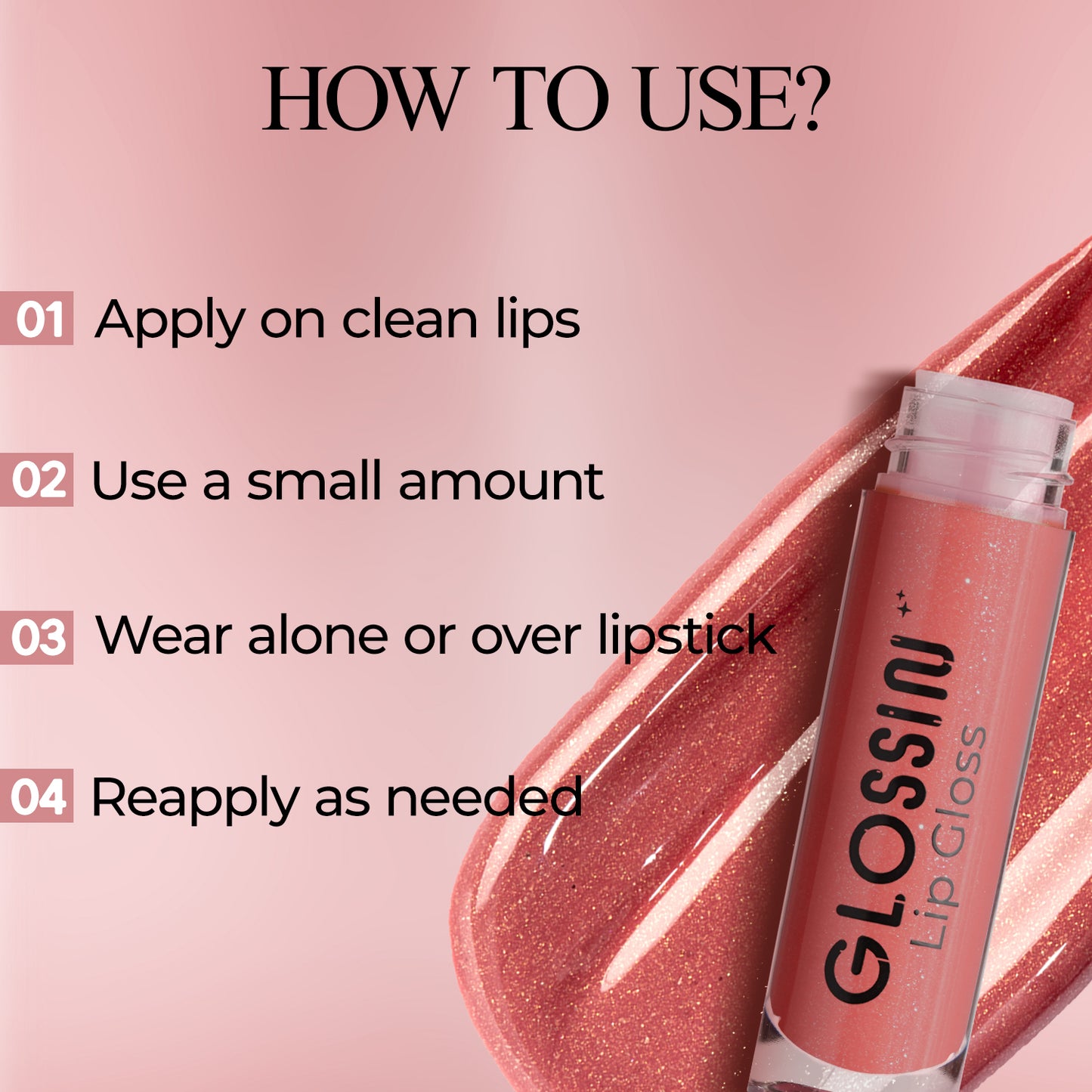 Glossin Lip Gloss 4.5gm | High-Shine Non-Sticky Lip Gloss | Long-Lasting Hydrating Formula | Gloss for Smooth, Plump & Moisturized Lips